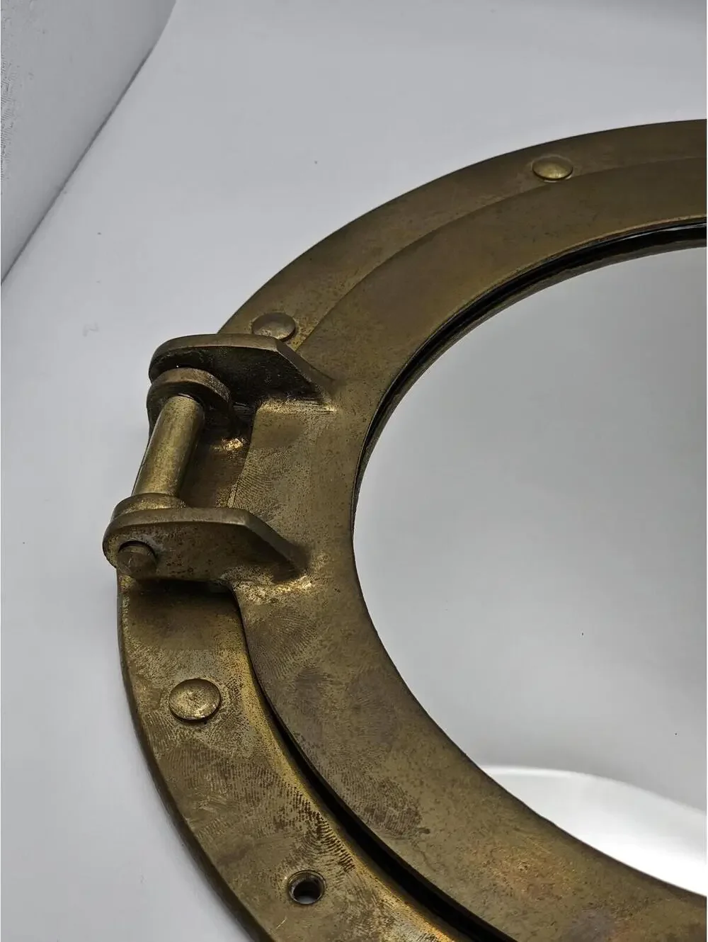 Vintage Brass Porthole Mirror Nautical Maritime Wall Decor Industrial Style
